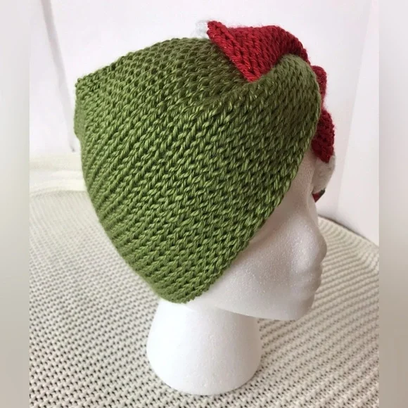 Festive Green and Red Knitted Sparkle Headband, Ear-warmer, Handmade, New - Picture 3 of 7
